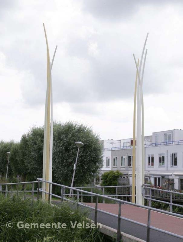 Foto van Kunstbrug (Koerierstersbrug) - IJsschotsen en riet