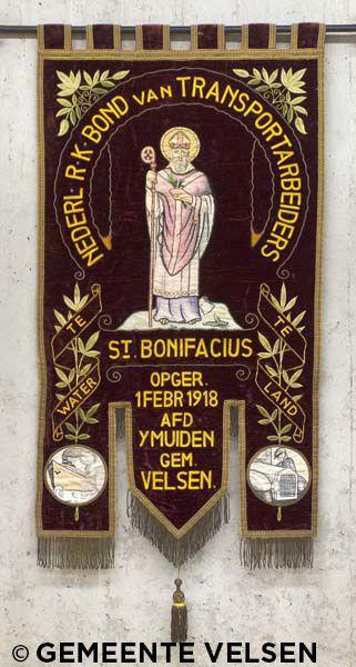 Vaandel van de Nederlandse R.K. Bond van Transportarbeiders St. Bonifacius, afd. IJmuiden (Velsen)